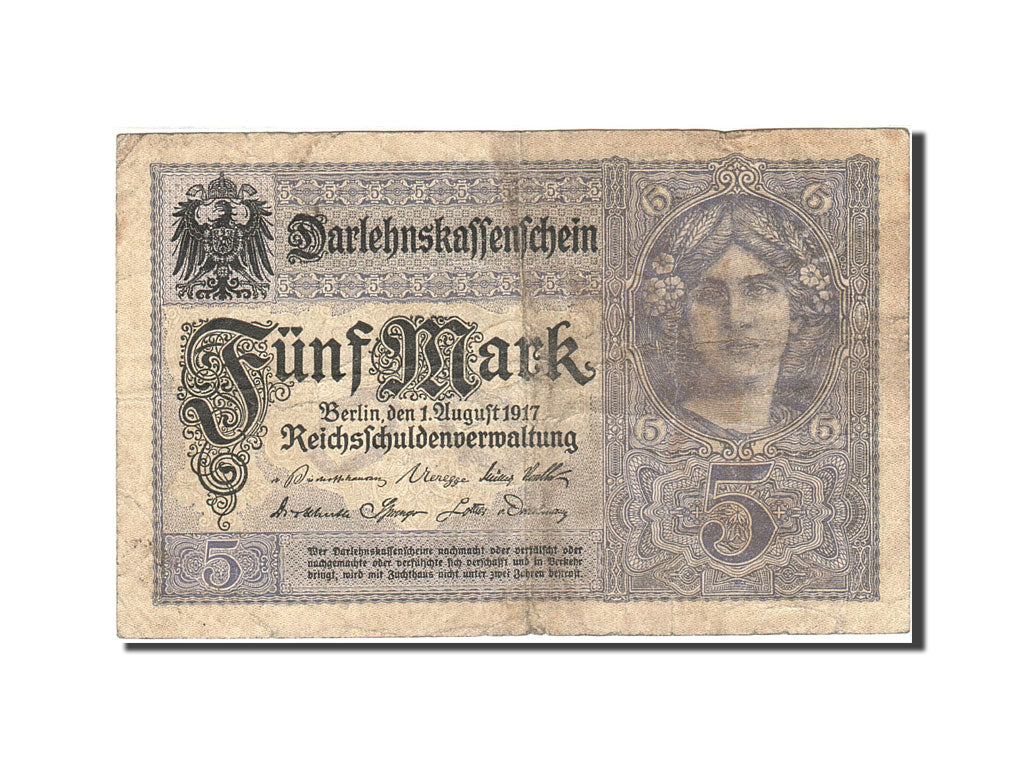 Biljet, Duitsland, 5 Mark, 1917-1918, 1917-08-01, KM:56b, TB
