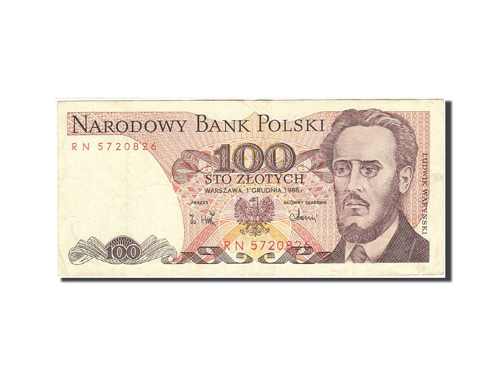 Banconote, Polonia, 100 Zlotych, 1974-1976, KM:143e, 1988-12-01, MB+