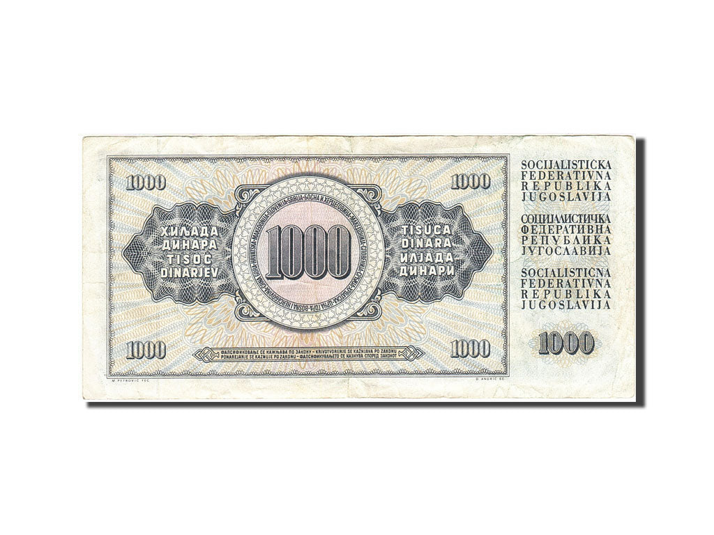 Banknote, Yugoslavia, 1000 Dinara, 1978, 1981-11-04, KM:92d, VF(30-35)