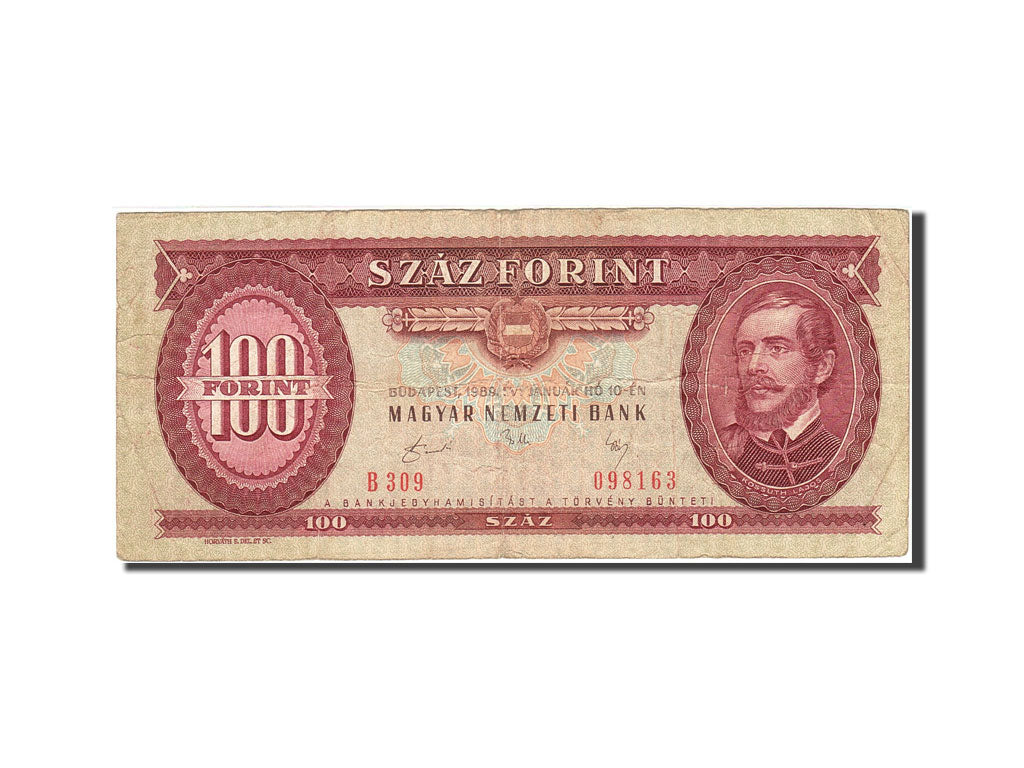 Banknot, Węgry, 100 Forint, 1957-1983, 1989-01-10, KM:171h, VG(8-10)