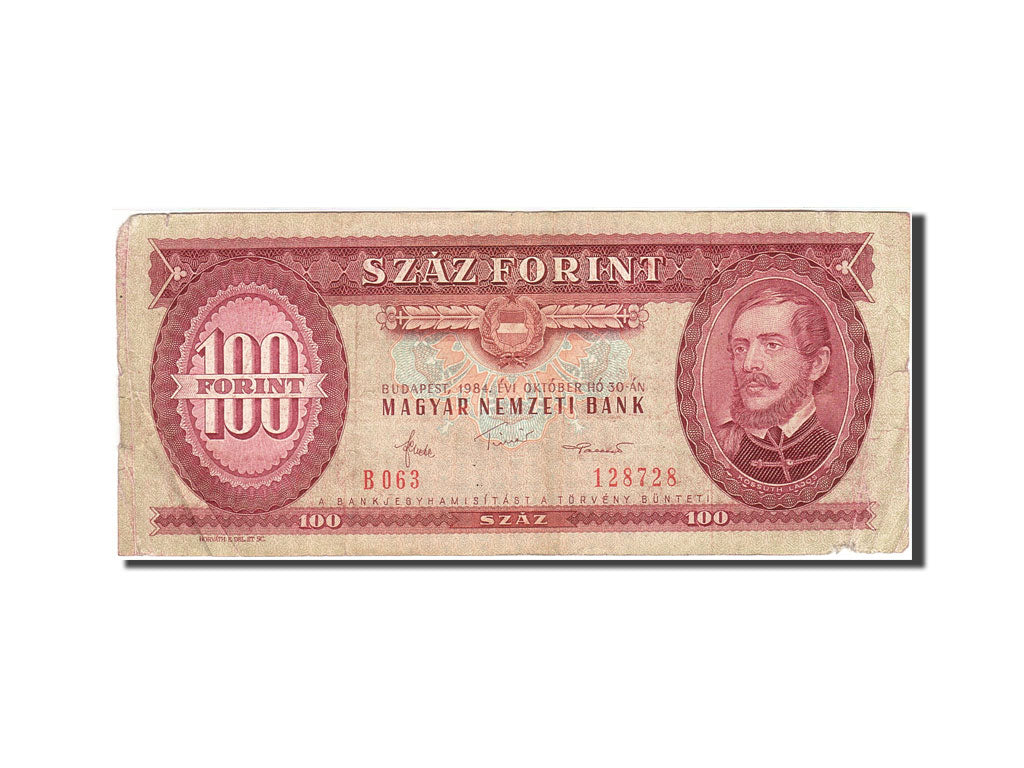 Banknot, Węgry, 100 Forint, 1957-1983, 1984-10-30, KM:171g, VF(20-25)