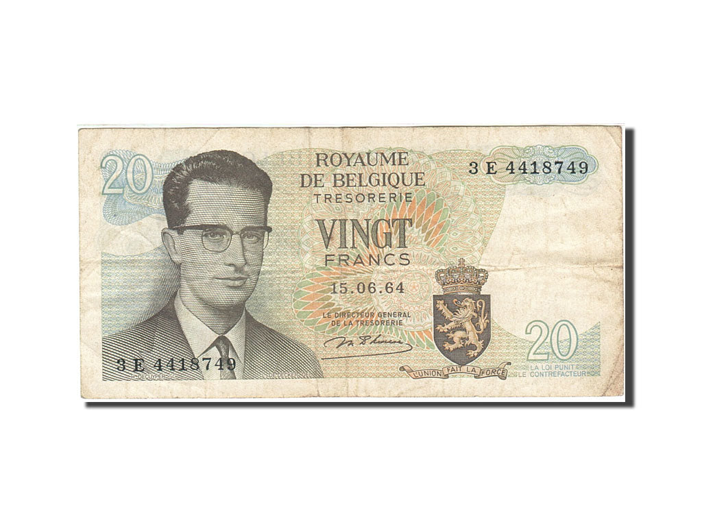 Biljet, België, 20 Francs, 1964-1966, 1964-06-15, KM:138, TB