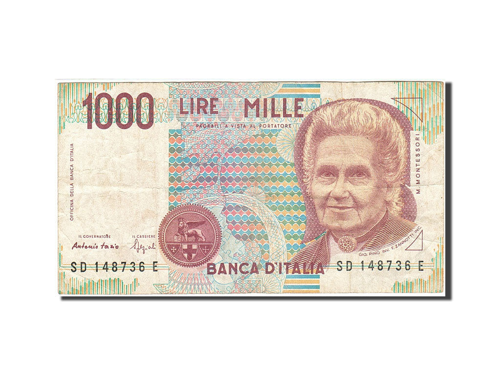 Biljet, Italië, 1000 Lire, 1990-1994, 1990, KM:114b, TB