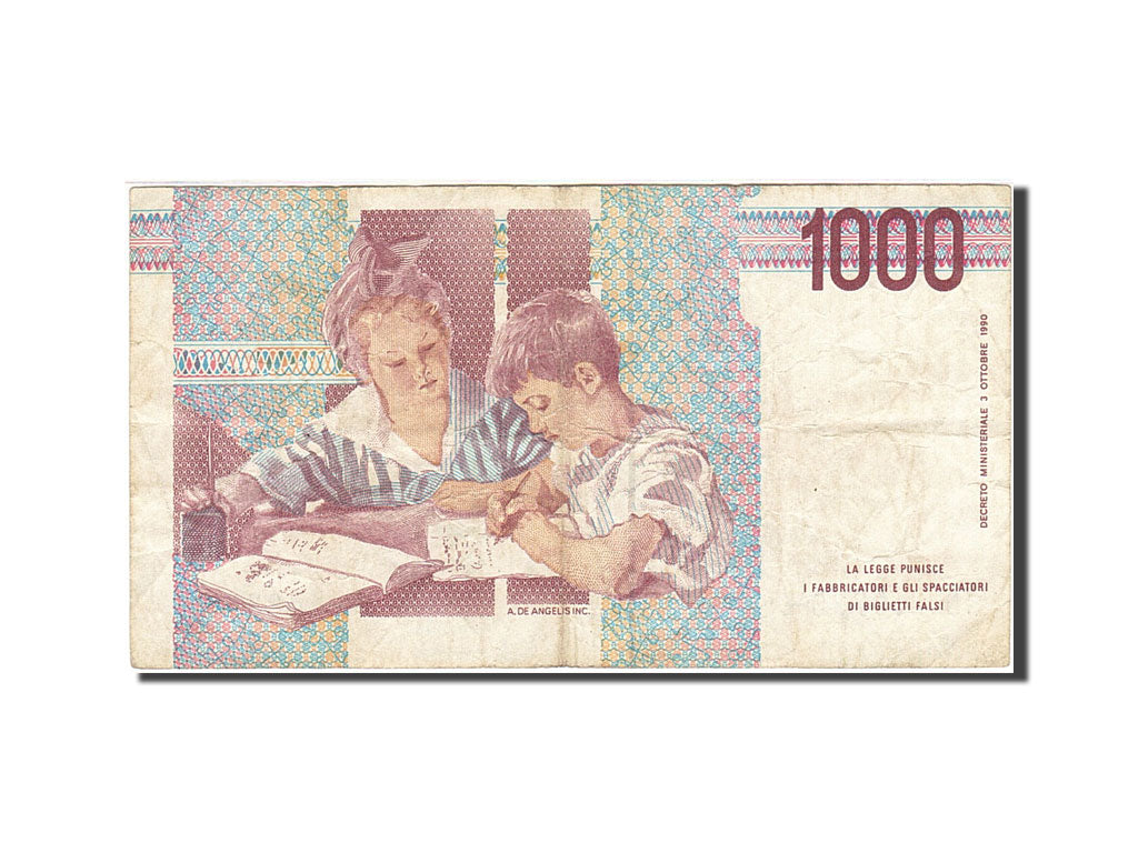 Biljet, Italië, 1000 Lire, 1990-1994, 1990, KM:114b, TB