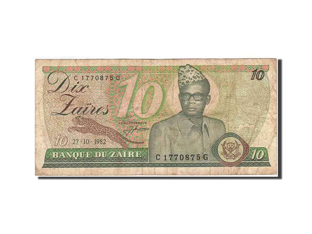 Billete, 10 Zaïres, 1982-1985, Zaire, KM:27A, 1982-10-27, BC