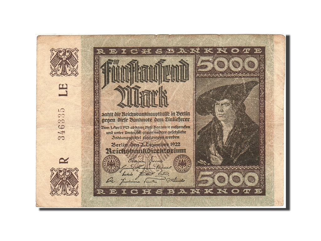 Biljet, Duitsland, 5000 Mark, 1922, 1922-12-02, KM:81b, TB+
