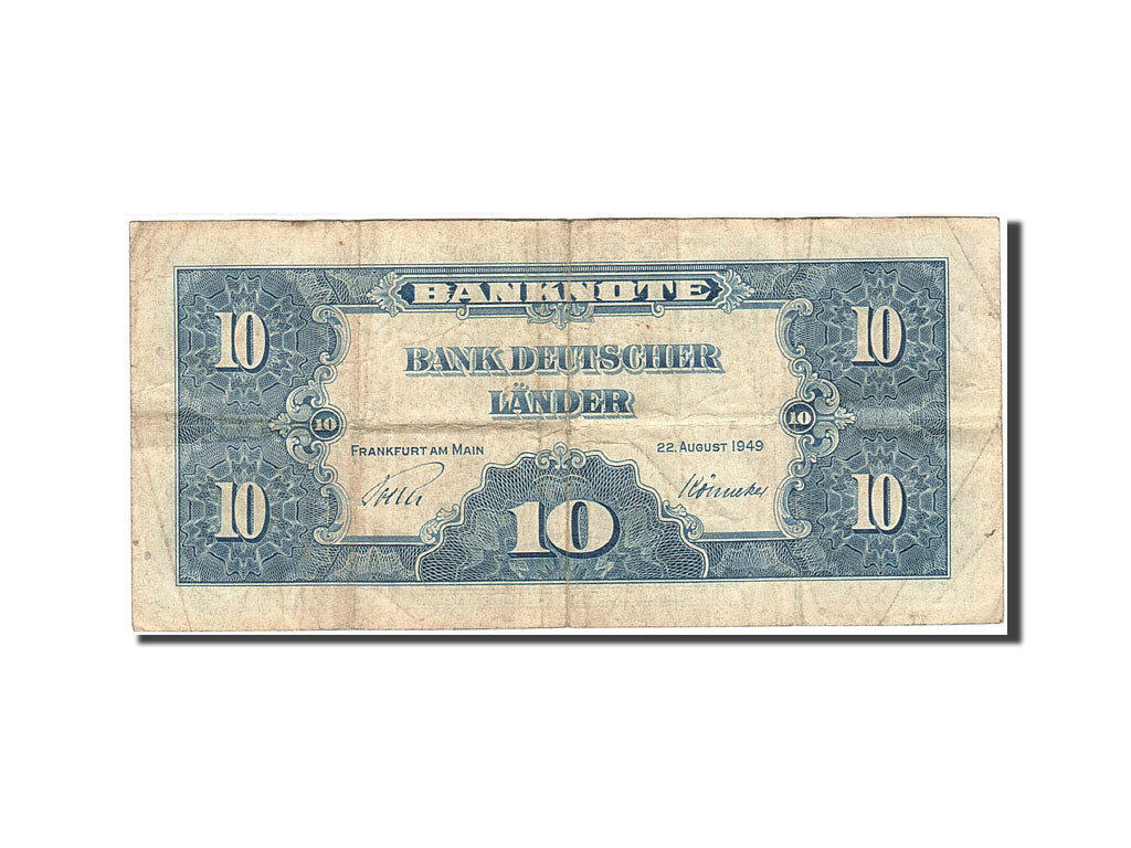 Banconote, GERMANIA - REPUBBLICA FEDERALE, 10 Deutsche Mark, 1949, KM:16a