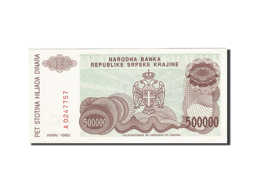 Billet, Croatie, 500,000 Dinara, 1993, 1993, KM:R23a, SUP