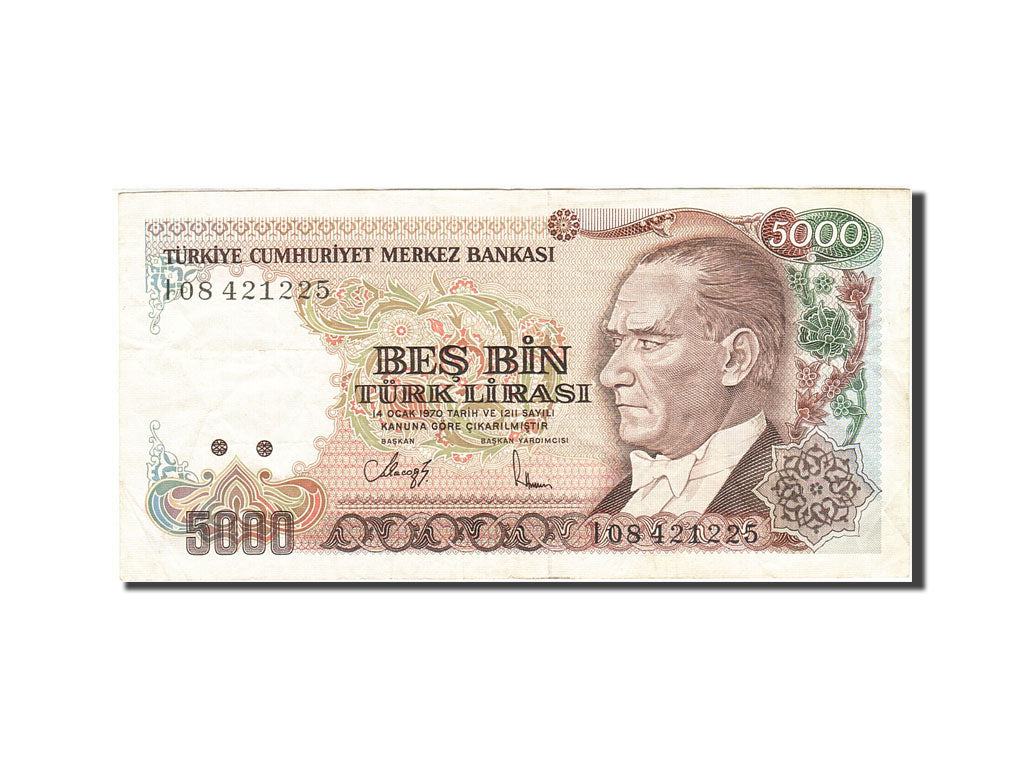 Geldschein, Türkei, 5000 Lira, 1984-1997, 1990, KM:198, SS