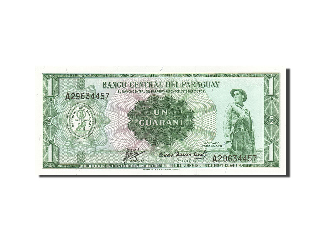 Banknote, Paraguay, 1 Guarani, 1952, 1952, KM:193b, UNC(63)