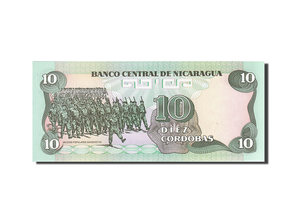 Banknot, Nicaragua, 10 Cordobas, 1985-1988, 1985, KM:151, UNC(63)