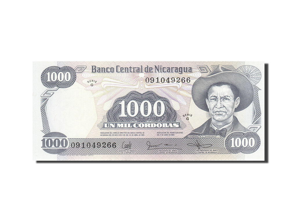 Banknote, Nicaragua, 1000 Cordobas, 1985, 1987, KM:145b, UNC(63)