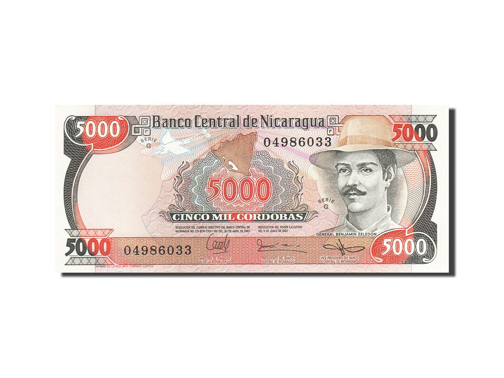 Banknote, Nicaragua, 5000 Cordobas, 1985, 1987, KM:146, UNC(63)