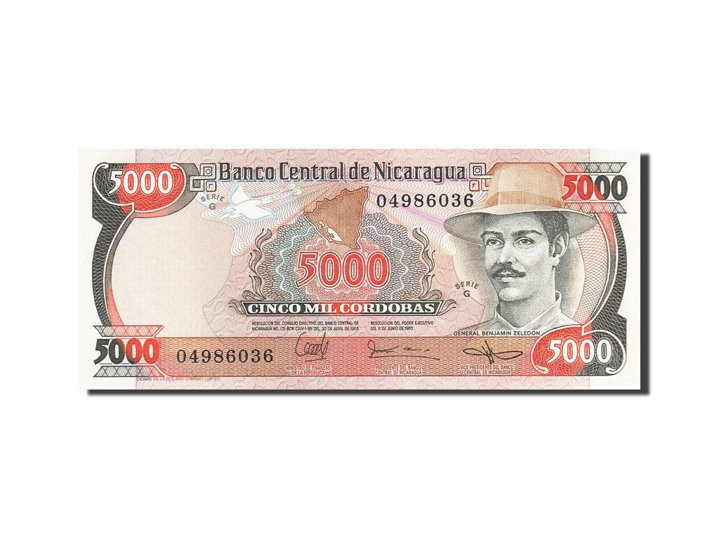 Banknote, Nicaragua, 5000 Cordobas, 1985, 1987, KM:146, UNC(63)