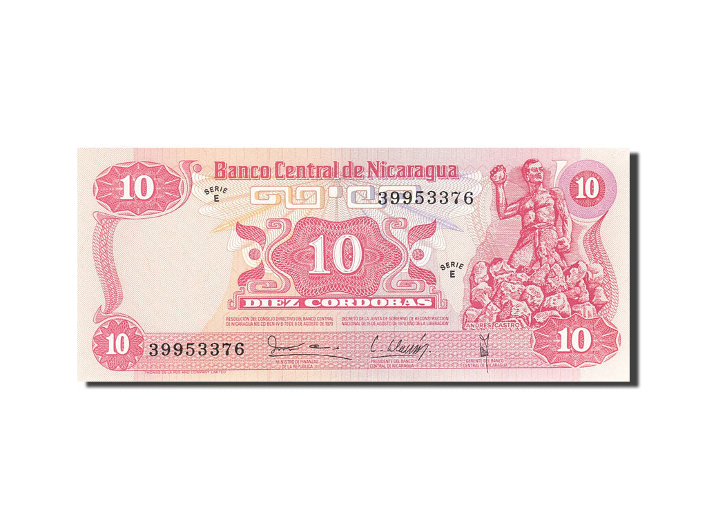 Banknot, Nicaragua, 10 Cordobas, 1979, 1979, KM:134, UNC(63)