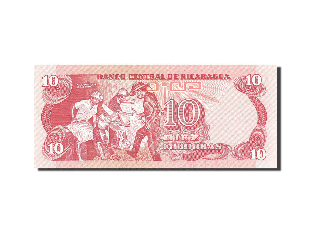 Banknot, Nicaragua, 10 Cordobas, 1979, 1979, KM:134, UNC(63)