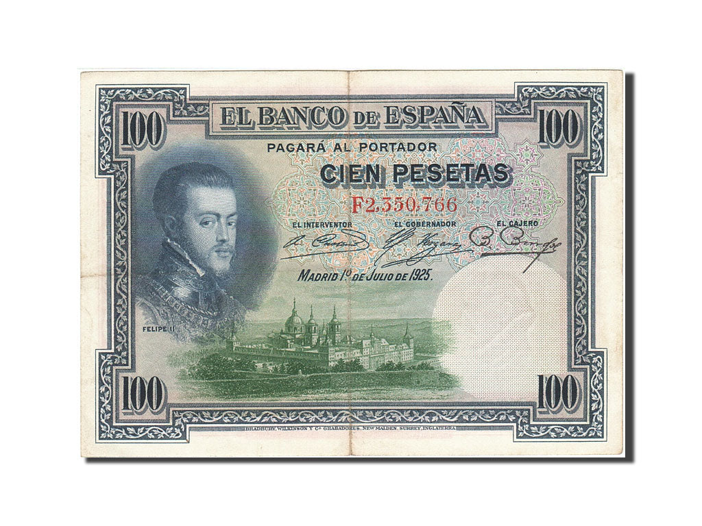 Banconote, Spagna, 100 Pesetas, 1925, KM:69c, 1925-07-01, MB+