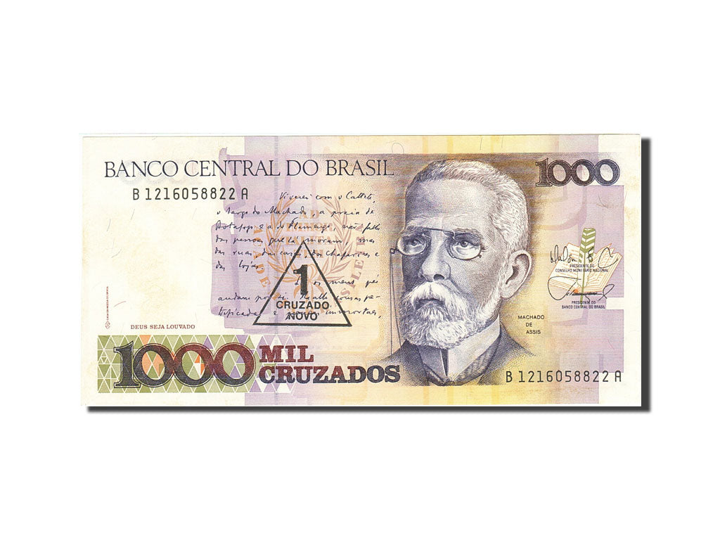 Banknote, Brazil, 1 Cruzado Novo on 1000 Cruzados, 1989, Undated (1989)