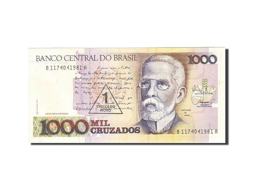 Billet, Brésil, 1 Cruzado Novo on 1000 Cruzados, 1989, Undated (1989), KM:216b