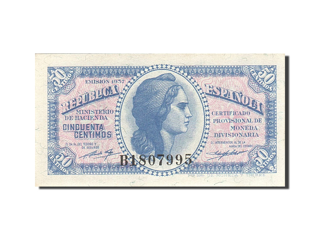 Banknote, Spain, 50 Centimos, 1937-1938, 1937, KM:93, UNC(63)