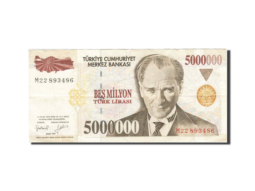 Billete, 5,000,000 Lira, 1984-1997, Turquía, KM:210, 1997, MBC