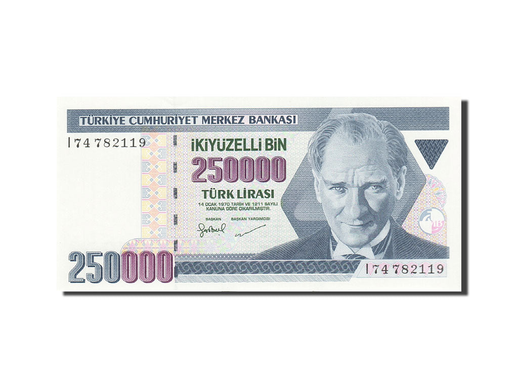 Geldschein, Türkei, 250,000 Lira, 1984-1997, 1992, KM:207, UNZ