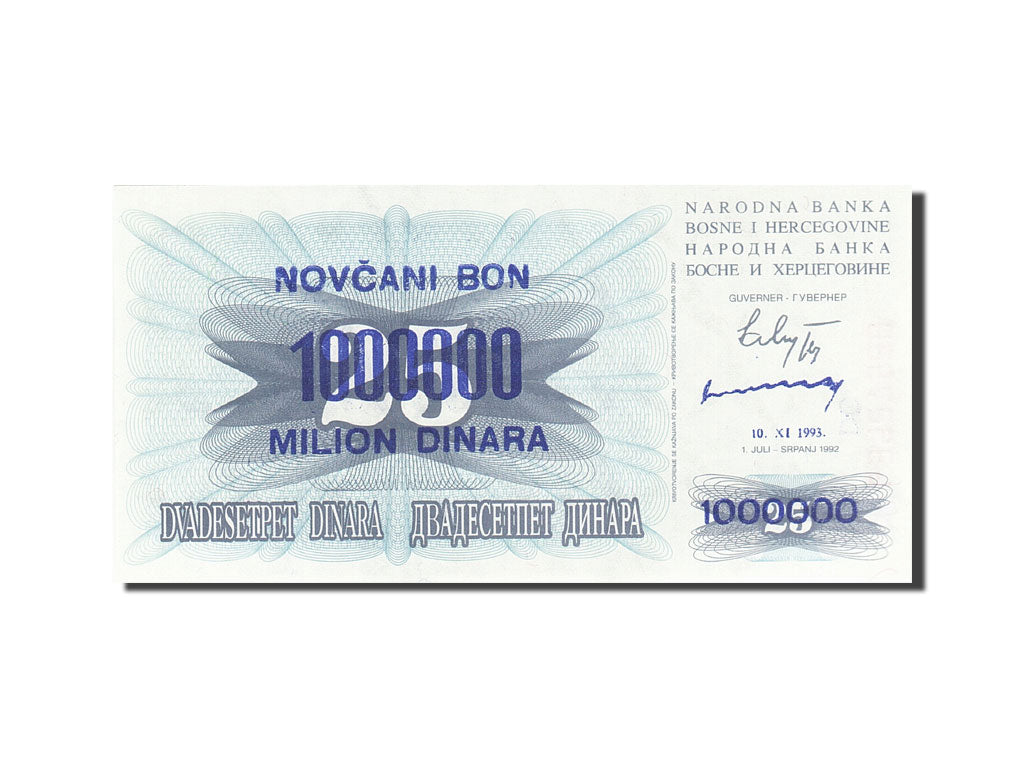 Billete, 1,000,000 Dinara, 1993, Bosnia - Herzegovina, KM:35b, 1993-11-10, UNC