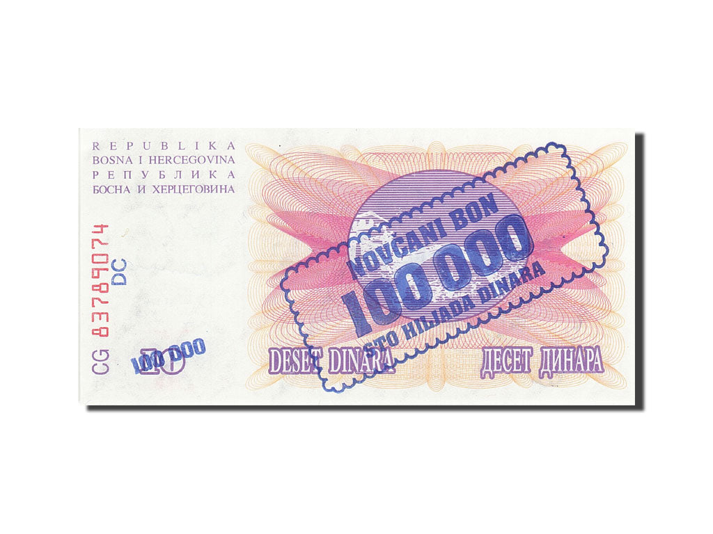 Banknote, Bosnia - Herzegovina, 100,000 Dinara, 1992-1994, 1993-11-10, KM:34b