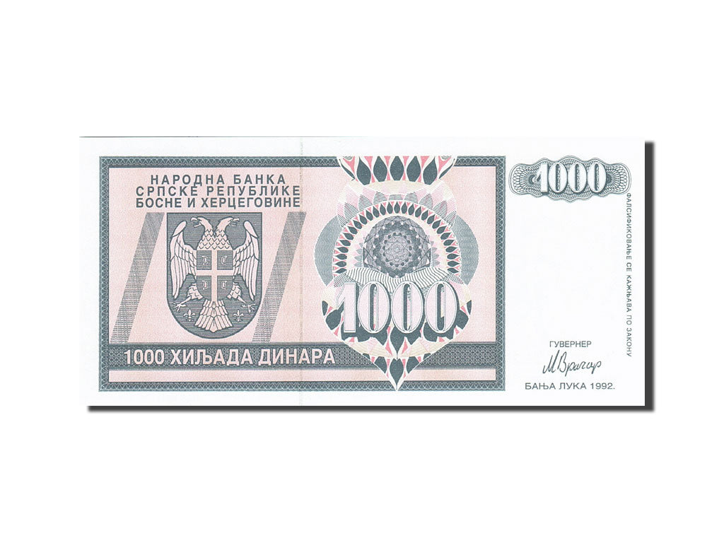 Banknote, Bosnia - Herzegovina, 1000 Dinara, 1992-1993, 1992, KM:137a