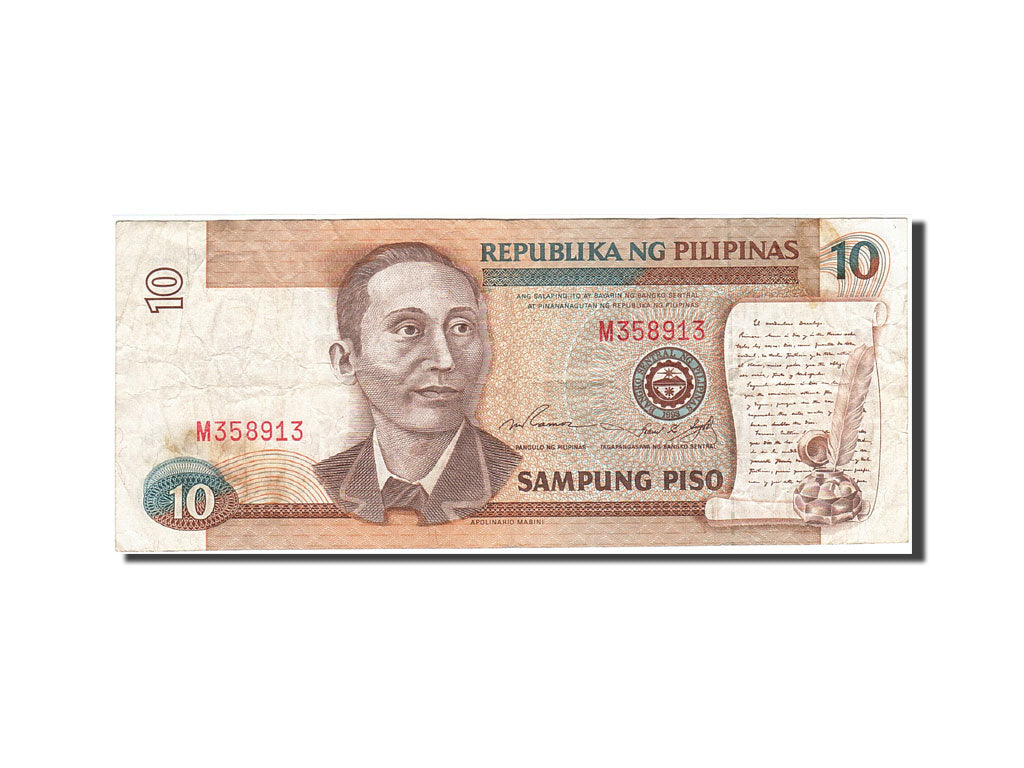 Banknote, Philippines, 10 Piso, 1985-1991, Undated (1985-1994), KM:169e