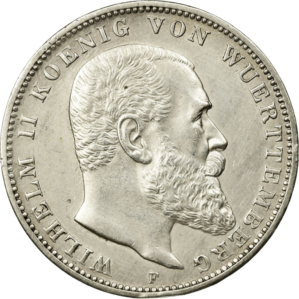 Moneta, Stati tedeschi, WURTTEMBERG, Wilhelm II, 3 Mark, 1909, Freudenstadt