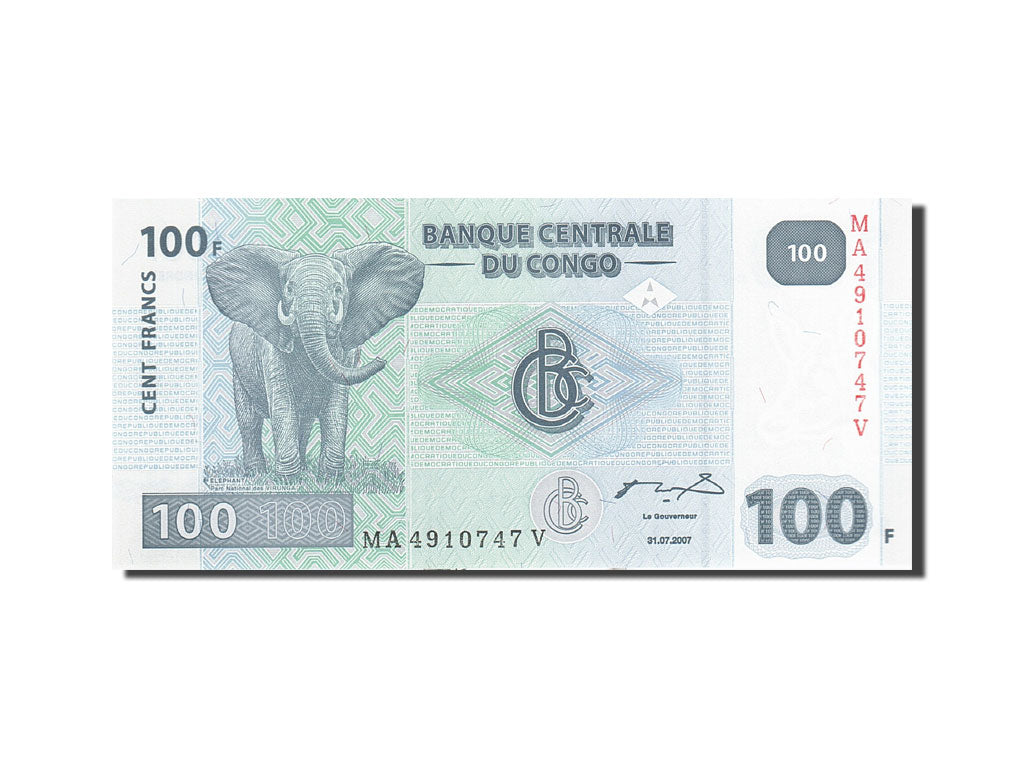Geldschein, Congo Democratic Republic, 100 Francs, 2007, 2007-07-31, KM:98a, UNZ