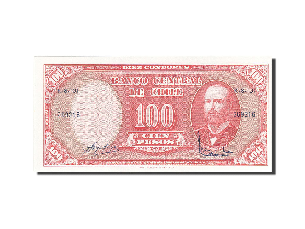 Billet, Chile, 10 Centesimos on 100 Pesos, 1960, Undated (1960-1961), KM:127a