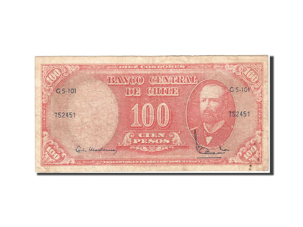 Billet, Chile, 10 Centesimos on 100 Pesos, 1960, Undated (1960-1961), KM:127a
