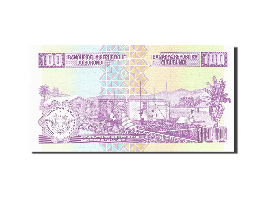 Banknote, Burundi, 100 Francs, 2008, 2011-09-01, KM:44b, UNC(65-70)
