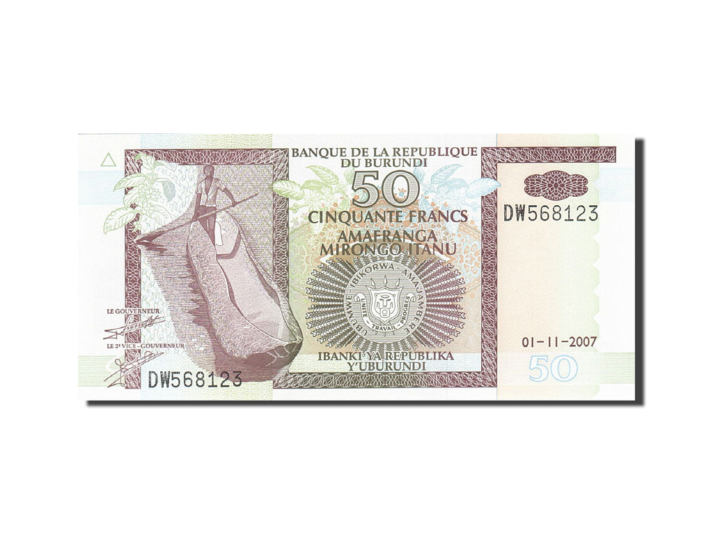 Billete, 50 Francs, 1993-1997, Burundi, KM:36g, 2007-11-01, UNC