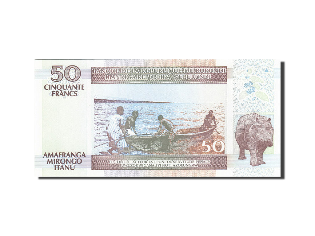 Billete, 50 Francs, 1993-1997, Burundi, KM:36g, 2007-11-01, UNC