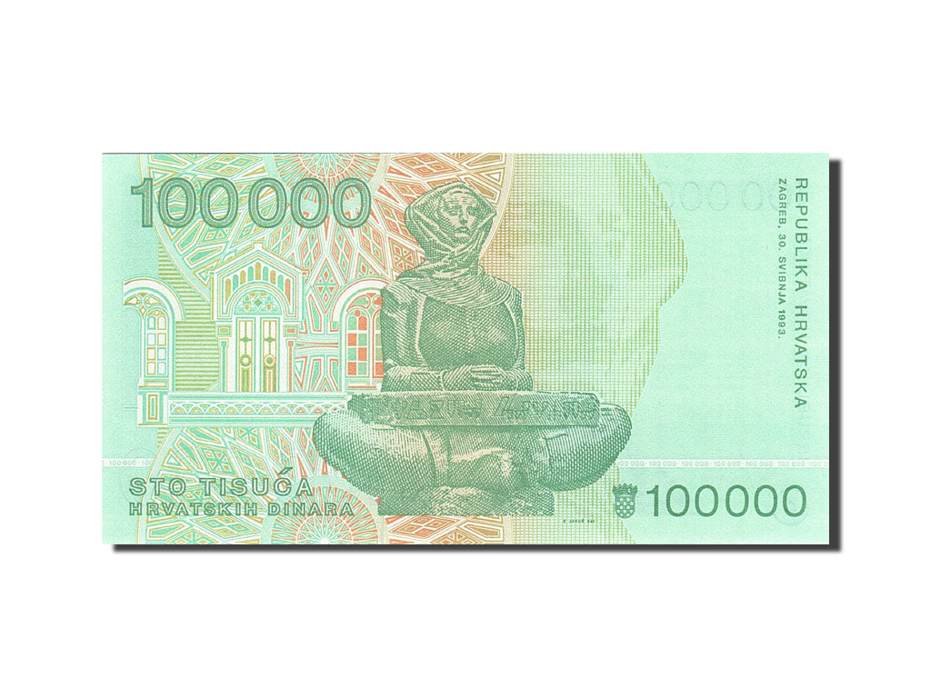 Billet, Croatie, 100,000 Dinara, 1991-1993, 1993-05-30, KM:27A, NEUF