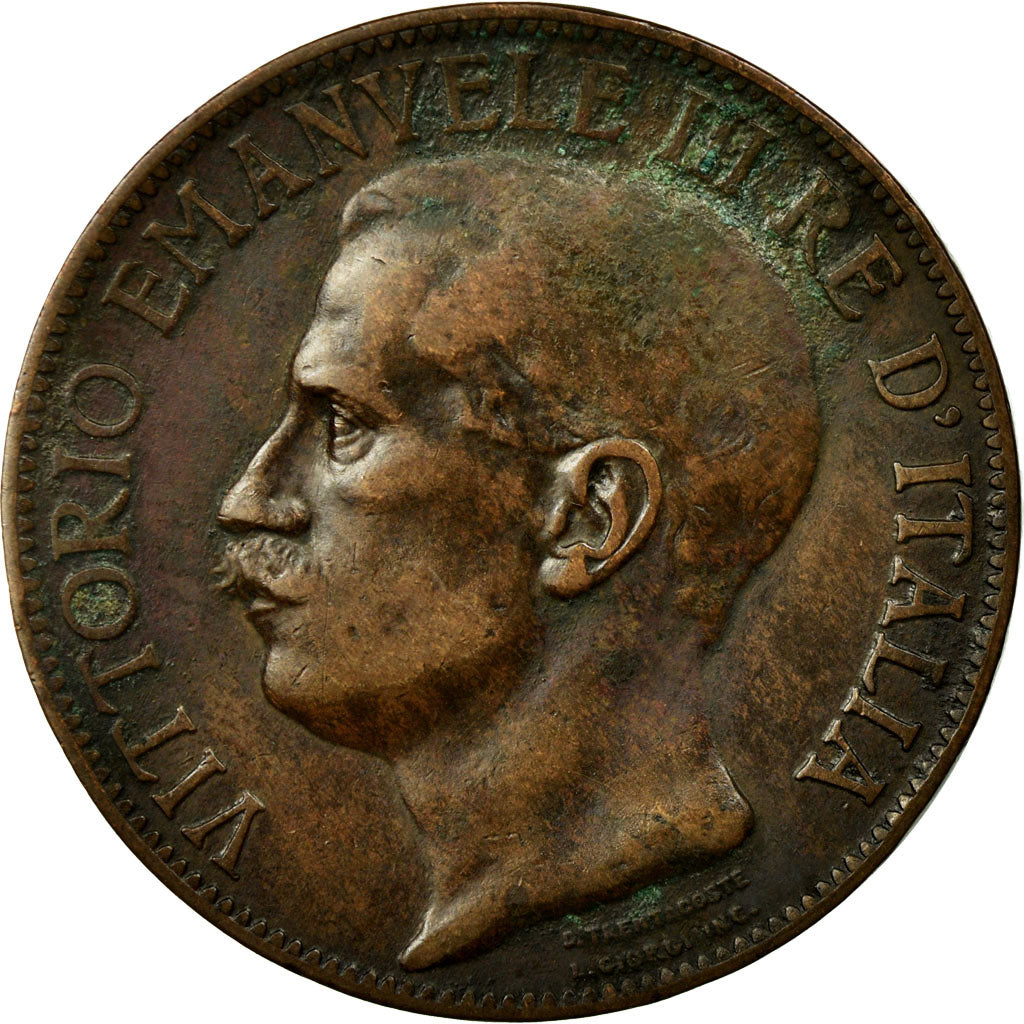 Moneta, Italia, Vittorio Emanuele III, 10 Centesimi, 1911, Rome, MB+, Bronzo