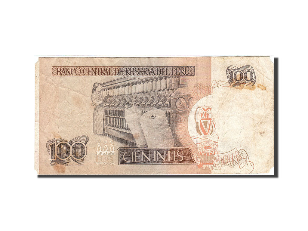 Banknot, Peru, 100 Intis, 1985-1991, 1986-03-06, KM:132b, VG(8-10)