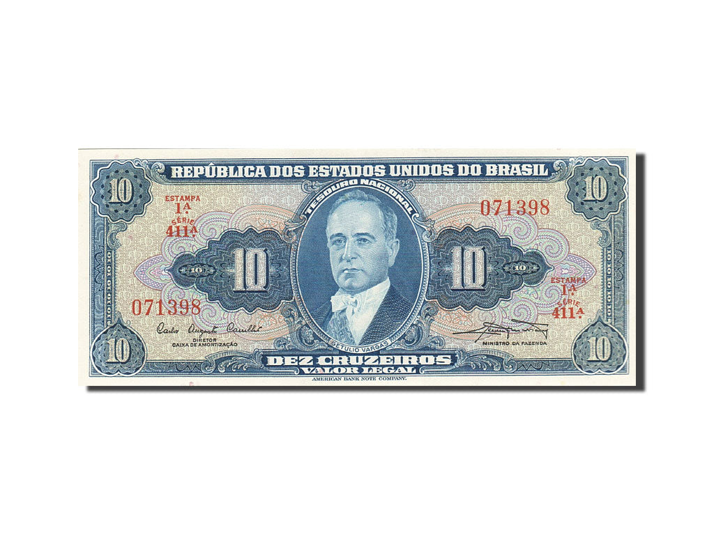 Banknote, Brazil, 10 Cruzeiros, 1961-1963, 1961, KM:167a, UNC(63)