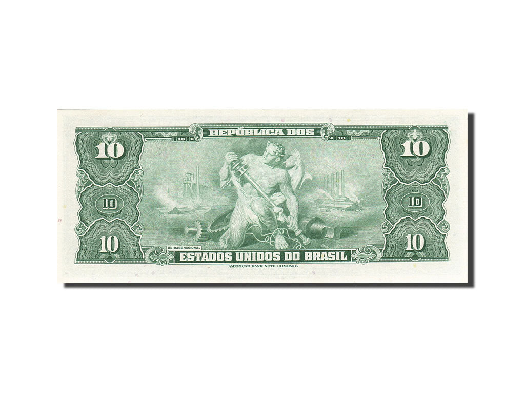 Banknote, Brazil, 10 Cruzeiros, 1961-1963, 1961, KM:167a, UNC(63)