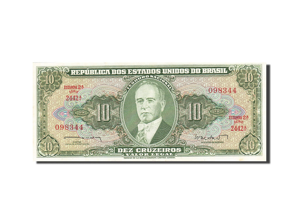 Banknot, Brazylia, 10 Cruzeiros, 1962-1963, Undated (1962), KM:177b, UNC(65-70)