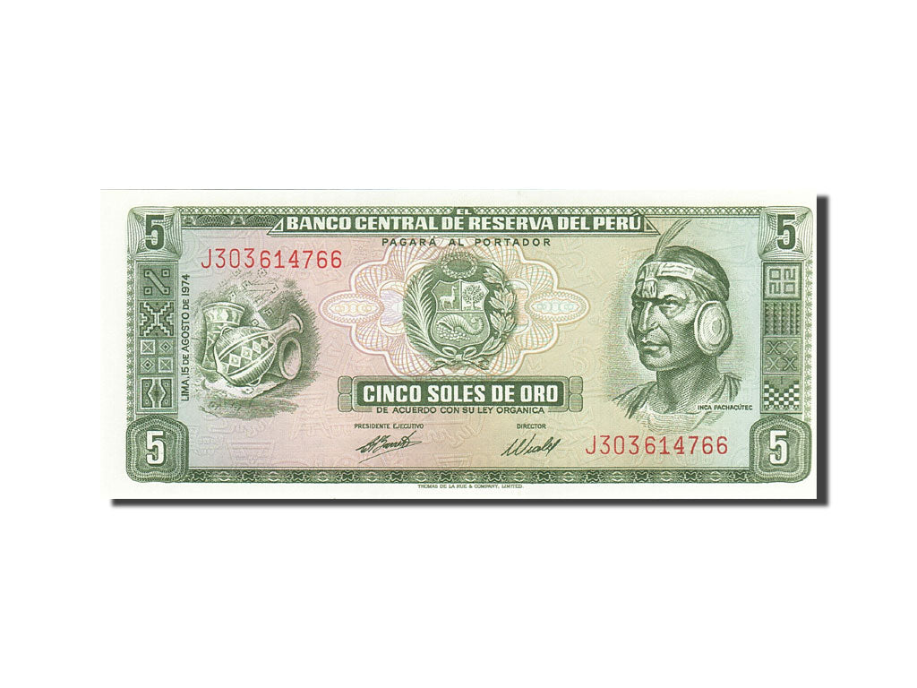 Banknote, Peru, 5 Soles De Oro, 1969, 1974-08-15, KM:99c, UNC(65-70)