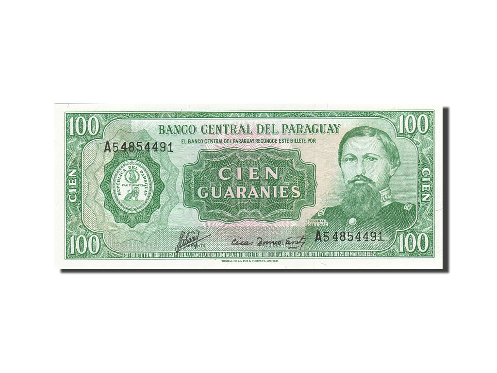 Banknote, Paraguay, 100 Guaranies, 1963, Undated, KM:199b, UNC(63)