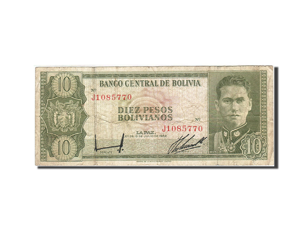 Geldschein, Bolivien, 10 Pesos Bolivianos, 1962, Undated, KM:154a, SGE+