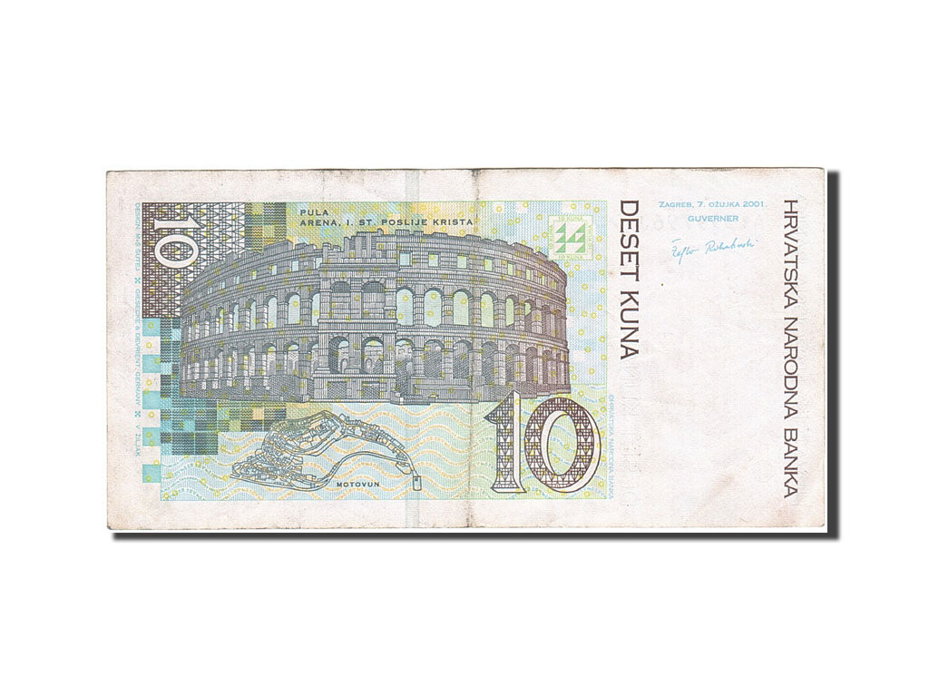 Billet, Croatie, 10 Kuna, 2001, 2001-03-07, KM:38, TB+