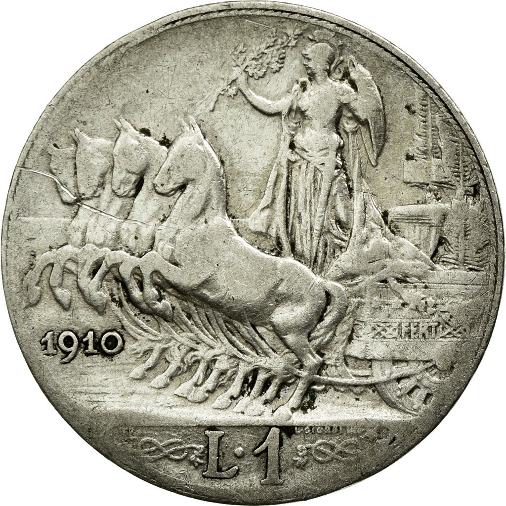 Coin, Italy, Vittorio Emanuele III, Lira, 1910, Rome, VF(20-25), Silver, KM:45