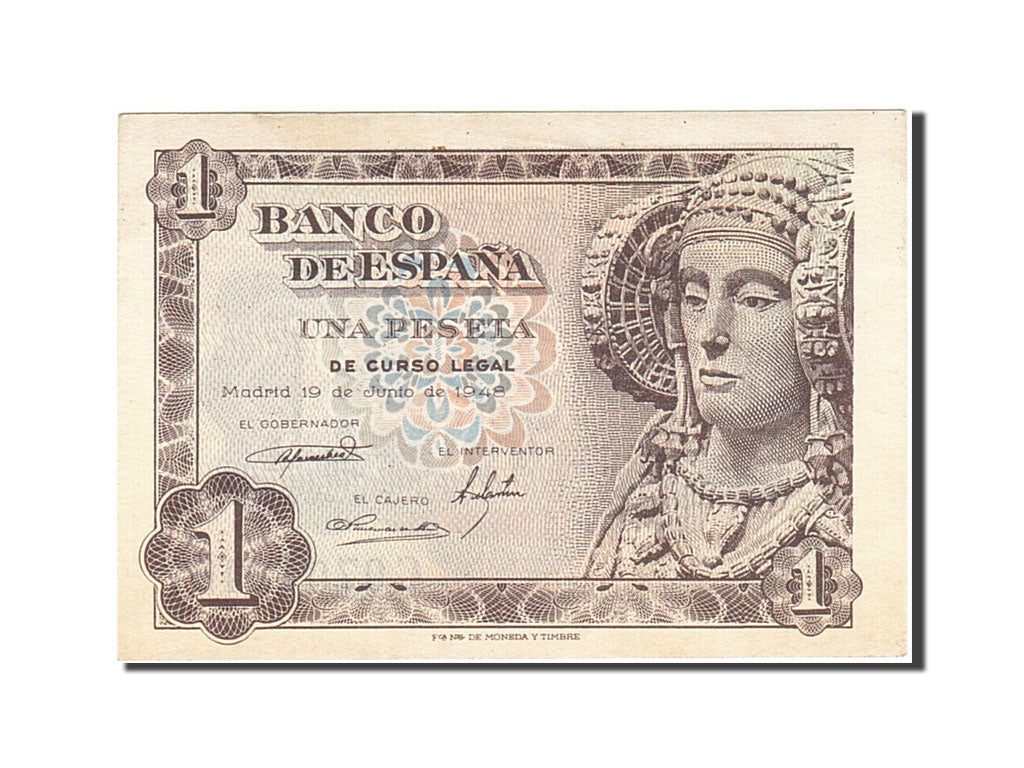 Banknote, Spain, 1 Peseta, 1948, 1948-06-19, KM:135a, UNC(60-62)