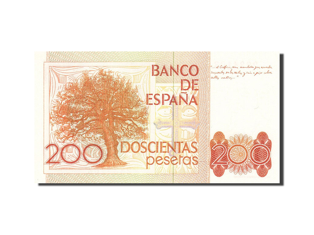 Banknot, Hiszpania, 200 Pesetas, 1982-1987, 1980-09-16, KM:156, UNC(65-70)